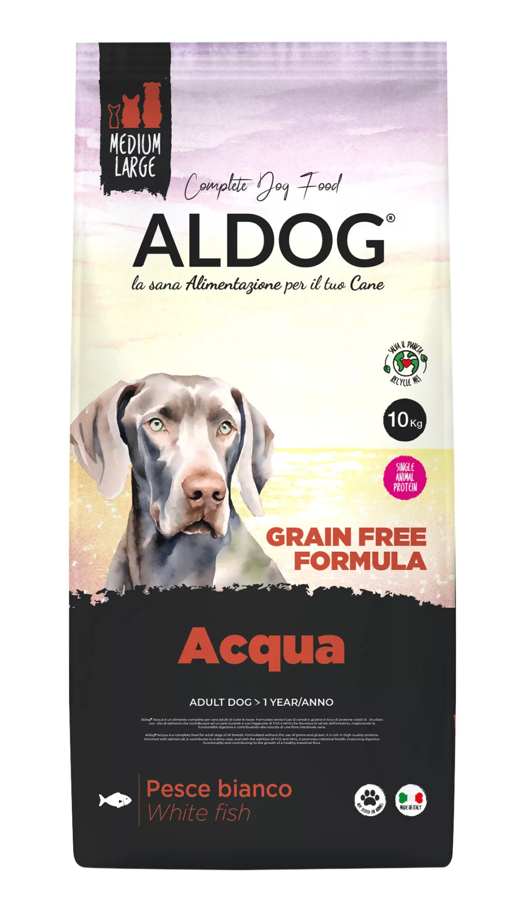ALDOG ACQUA (HAL) HIPOALLERGÉN-GABONAMENTES-MONO PROTEIN KUTYATÁP MEDIUM 10 KG