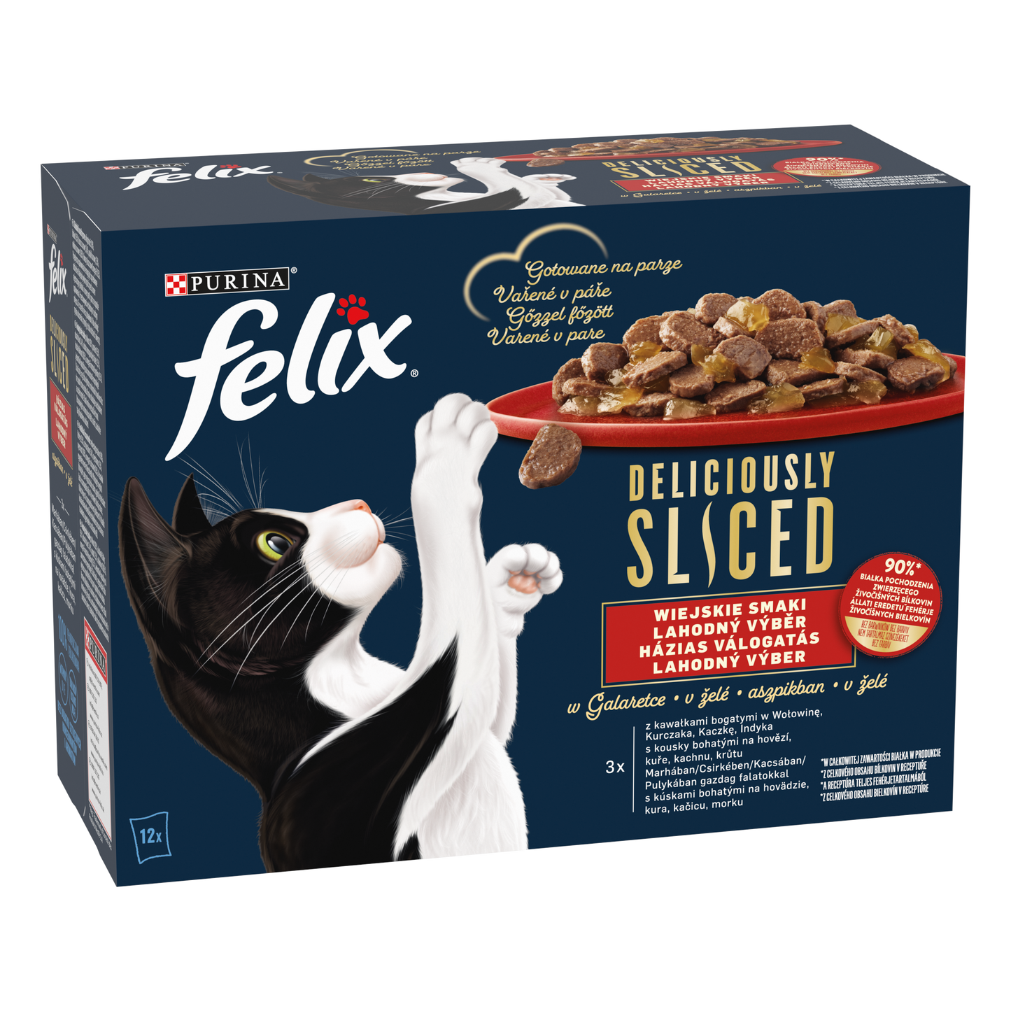 FELIX Deliciously Sliced házias válogatás aszpikban nedves macskaeledel 12x80g