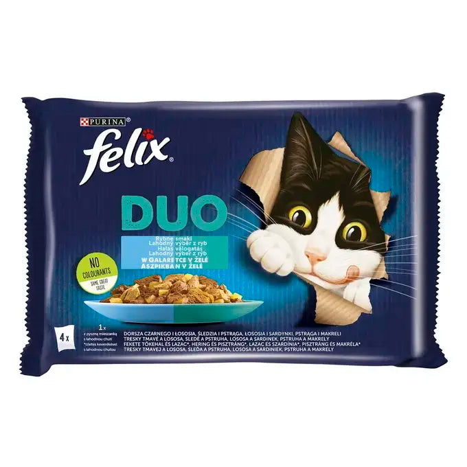 FELIX Fantastic Duo halas válogatás aszpikban nedves eledel felnőtt macskáknak 4x85g