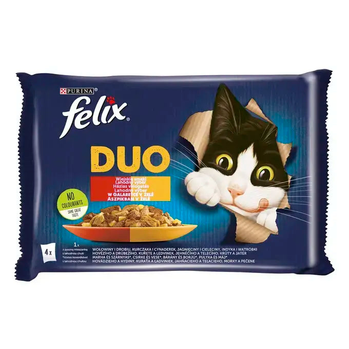 FELIX Fantastic Duo házias válogatás aszpikban nedves eledel felnőtt macskáknak 4x85g
