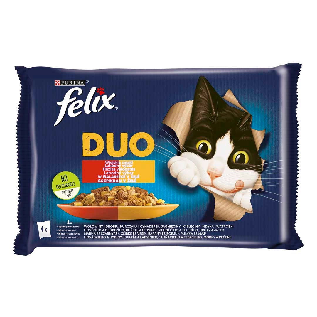 FELIX Fantastic Duo házias válogatás aszpikban nedves eledel felnőtt macskáknak 4x85g