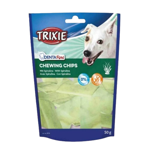 Trixie Denta Fun Rágó Chips Spirulinával Jutalomfalat 50g
