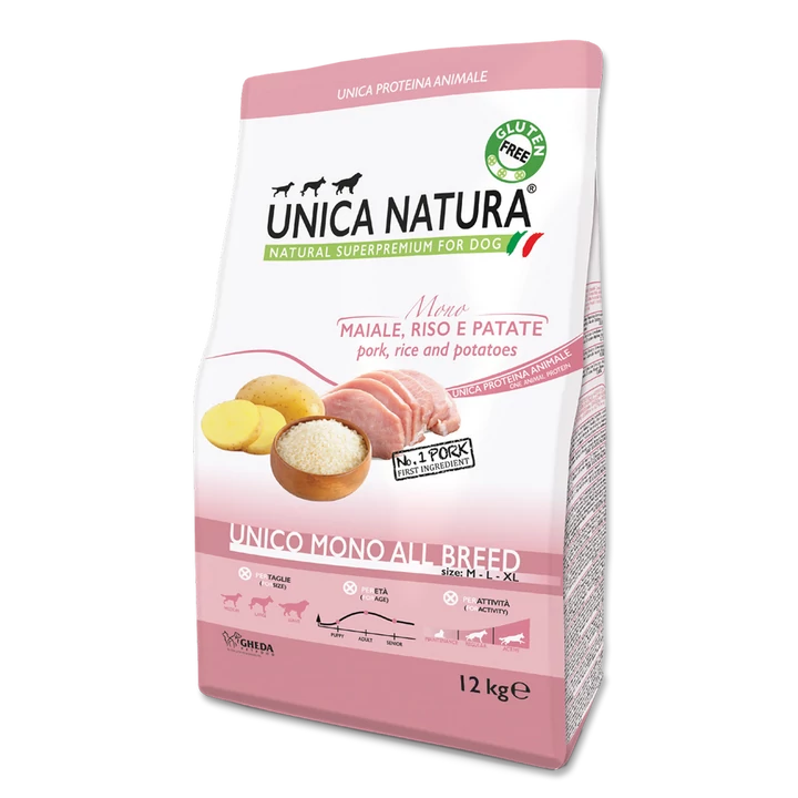 Unica Natura Unico Mono Medium/Maxi Pork Sertéshúsos közepes- és nagytestű 12kg