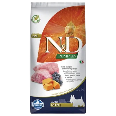 N&D Dog Grain Free bárány&áfonya sütőtökkel adult MINI Száraztáp 7kg