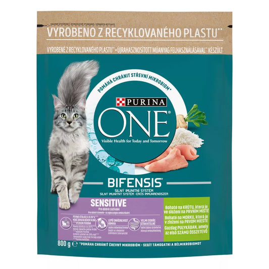 Purina ONE Sensitive pulyka száraz macskaeledel 800 g
