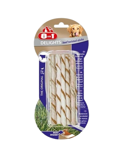 8IN1 Jutalomfalat Delights Beef Twisted Sticks 10 db