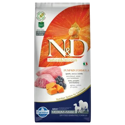 N&D Dog Grain Free bárány&áfonya sütőtökkel adult medium/maxi Száraztáp 12kg