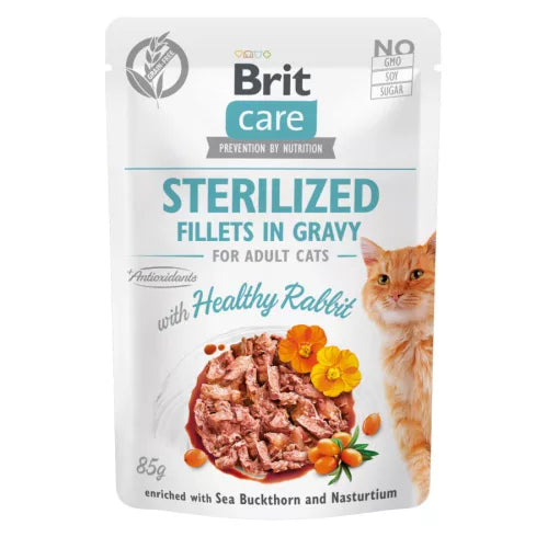 Brit Care Cat Sterilized. Fillets in Gravy with Healthy Rabbit 85 g