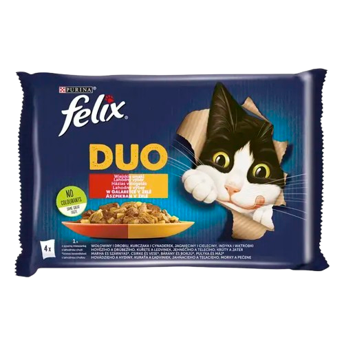 FELIX Fantastic Duo házias válogatás aszpikban nedves eledel felnőtt macskáknak 4x85g