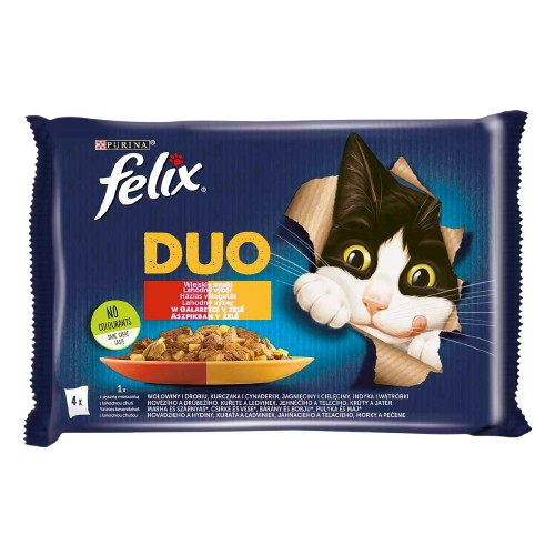 FELIX Fantastic Duo házias válogatás aszpikban nedves eledel felnőtt macskáknak 4x85g