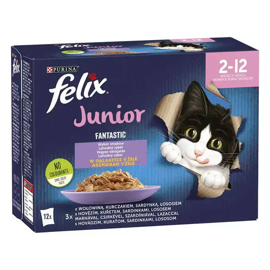 FELIX Fantastic Junior vegyes válogatás aszpikban nedves eledel kölyökmacskáknak 12x85g