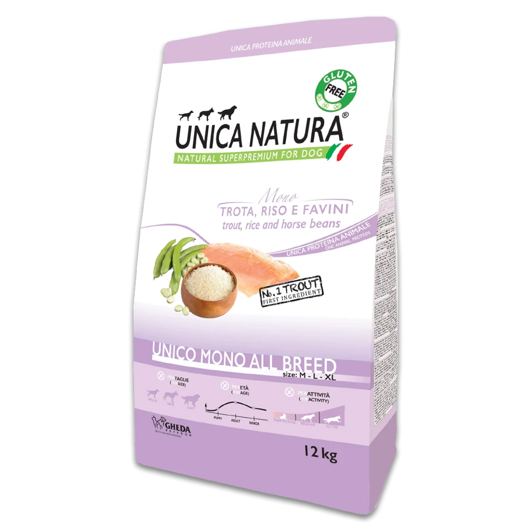 Unica Natura MONO PROTEIN 12kg - Pisztránggal