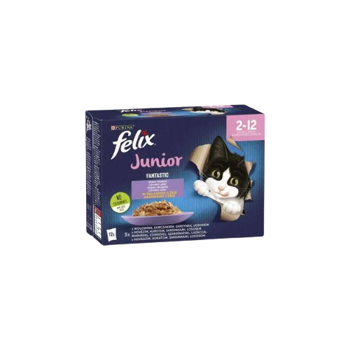 FELIX Fantastic Junior vegyes válogatás aszpikban nedves eledel kölyökmacskáknak 12x85g