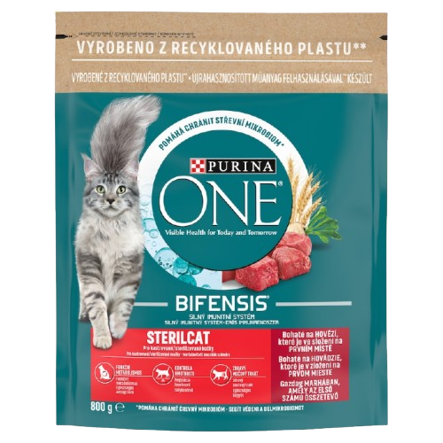 PURINA ONE STERILCAT Marhában és búzában gazdag száraz macskaeledel 800g