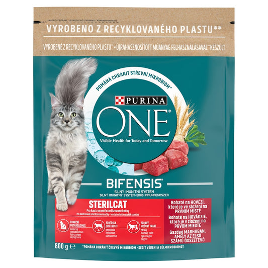 PURINA ONE STERILCAT Marhában és búzában gazdag száraz macskaeledel 800g