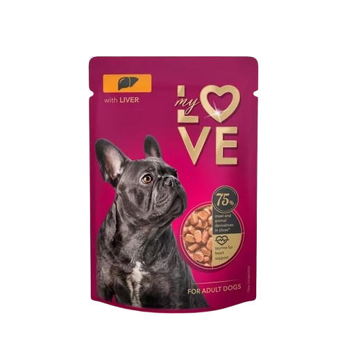 My Love teljes értékű, szaftos alutasakos eledel felnőtt kutyáknak Máj 100g