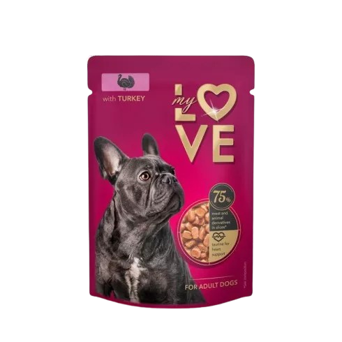 My Love teljes értékű, szaftos alutasakos eledel felnőtt kutyáknak Pulyka 100g