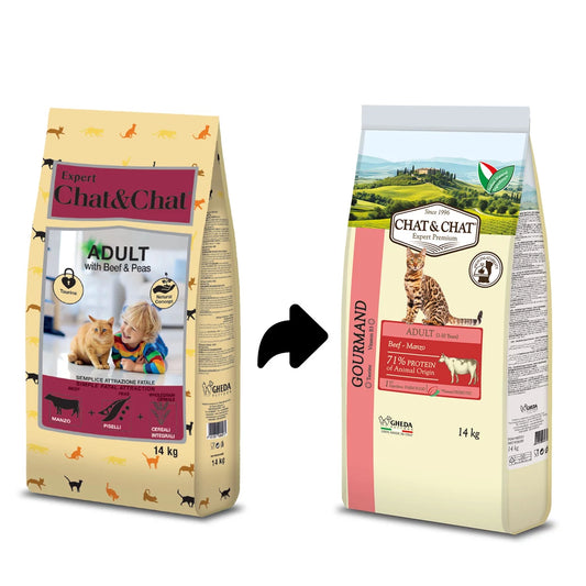 Chat&Chat GOURMAND macska száraztáp 14kg - Marhával